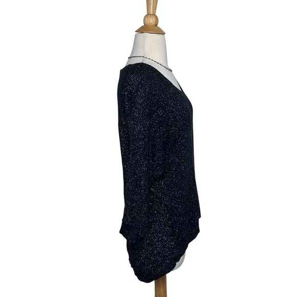 Express womens S black + metallic silver dolman sleeve v-neck sweater - Picture 6 of 8